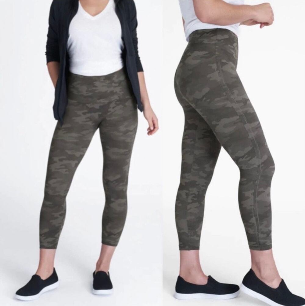 Spanx 'Look At Me Now' High Waisted Seamless Legging Camo Green Size Small